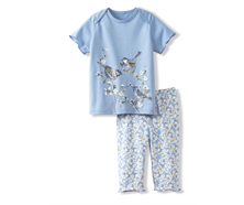 3/4 Pyjama mit Print - hellblau