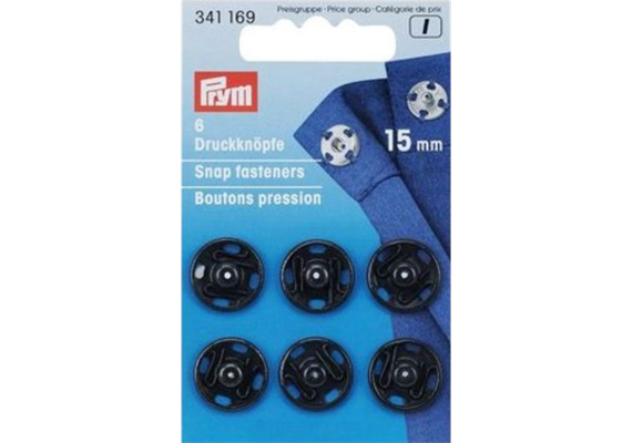 Druckknopf schwarz Ø 15 mm