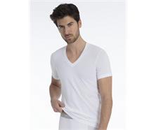 Herren T-Shirt V-Neck - weiss