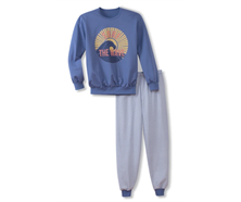 Knaben Pyjama mit Bündchen - blau