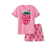 Kurzes Pyjama mit Print - rosa