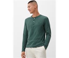 Langarm Shirt mit Knopfausschnitt - grün