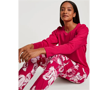 Langes Pyjama mit Puff-Ärmel - pink