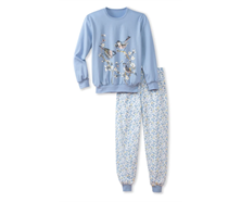 Mädchen Pyjama mit Bündchen - blau