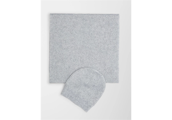 Mütze und Schal mit Glitzer - grau