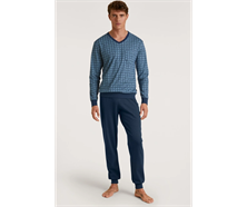 Pyjama mit Bündchen - blau